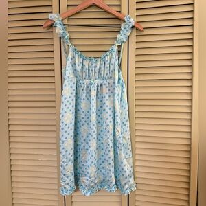 Betsey Johnson Light Blue and Yellow Polka Dot lingerie slip Dress
